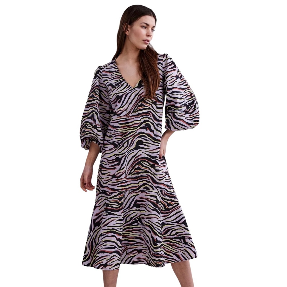 Y.A.S Yasdara 3/4 MIDI Dress Purple Heather/Dara Print women’s XL New With Tags